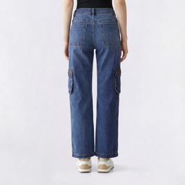 Juniors Celebrity Pink Mid Rise Wide Leg Cargo Jeans