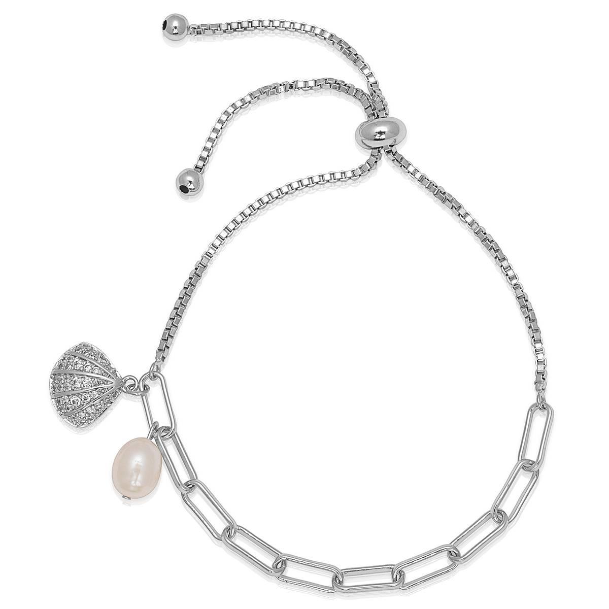 Gemstone by Gianni Argento Seashell & Pearl Adjustable Bracelet