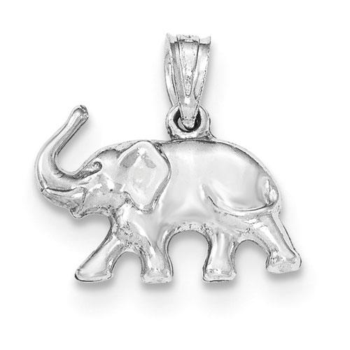 Unisex Gold Classics(tm) 14kt. White-Gold Elephant Pendant