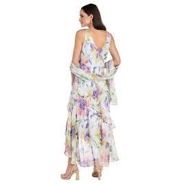 Petite R&M Richards Sleeveless Floral Hi Low Dress with Scarf