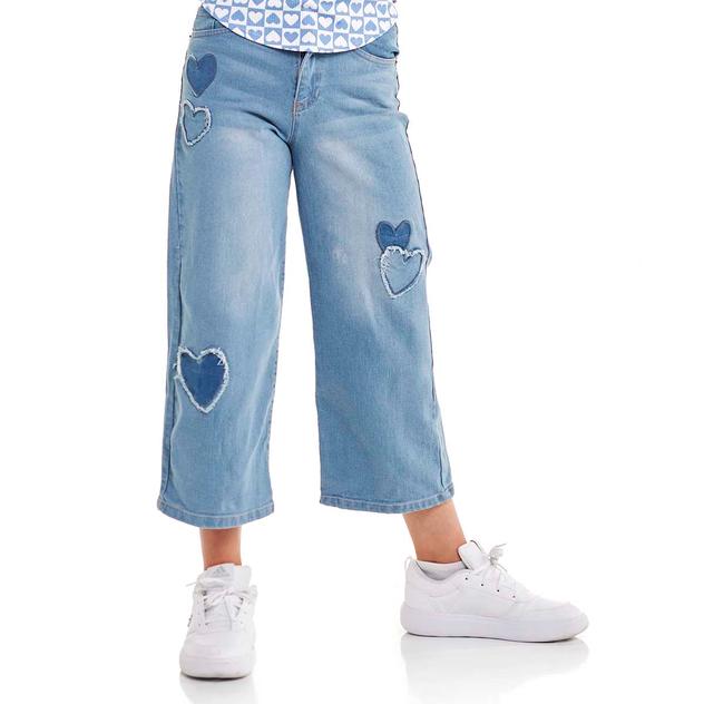 Girls (7-12) Derek Heart Heart Appliqué Jeans - Joni Wash