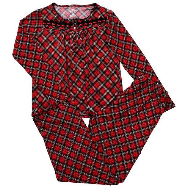 Womens Sophia by René Rofé® Long Sleeve Plaid Folded Pajama Set
