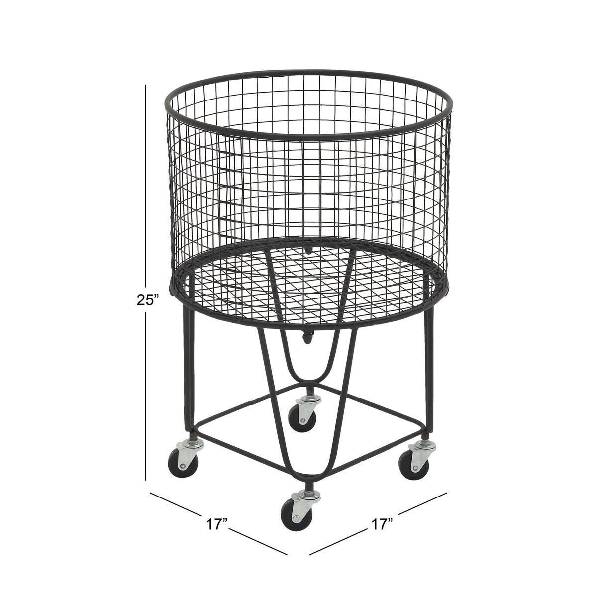 CosmoLiving by Cosmopolitan Black Industrial Metal Laundry Cart