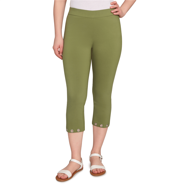 Womens Emaline New Orleans Pull On Cropped Grommet Hem Capris