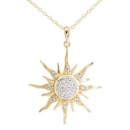 Gold Plated Clear Crystal Sun Pendant Necklace