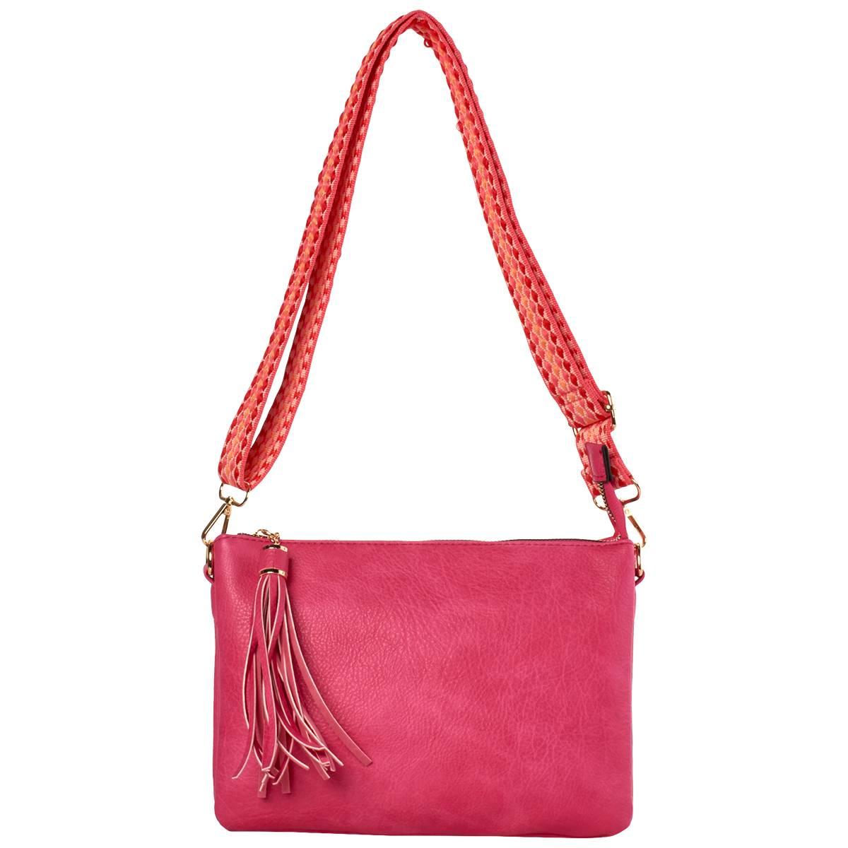 DS Fashion NY Triple Gusset Crossbody - Hot Pink