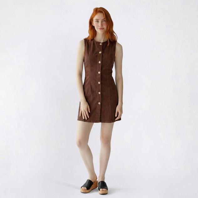 Juniors Love Tree Denim Contrast Princess Seam A-Line Dress