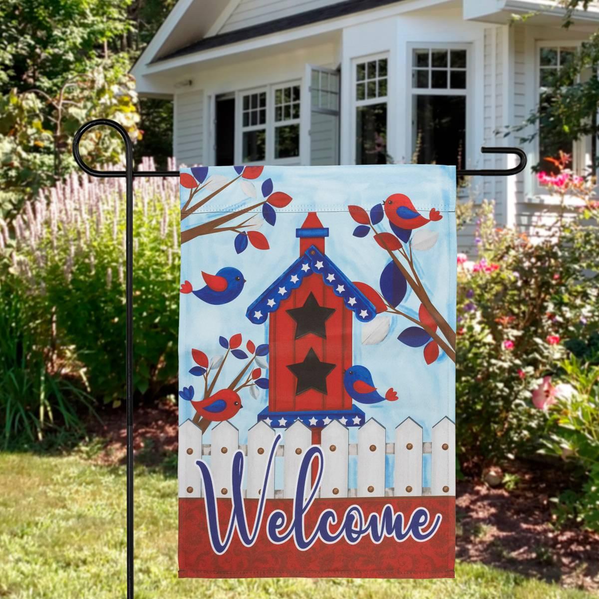 Northlight Seasonal Patriotic Birds "Welcome" Garden Flag