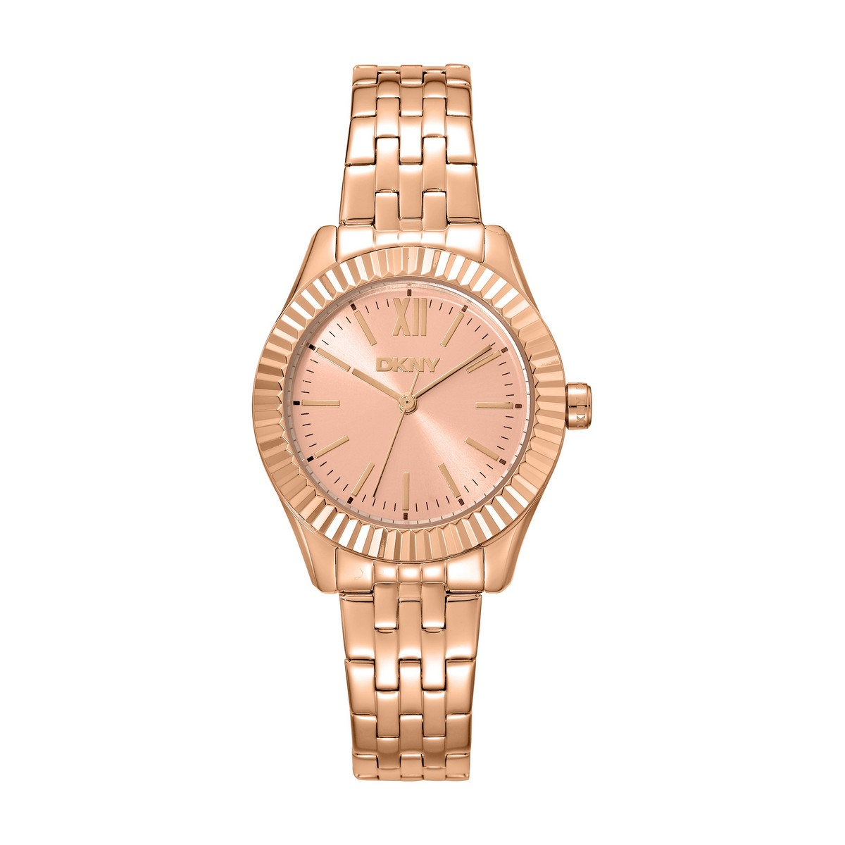 Womens DKNY Fluted Bezel Rose-Gold Tone Watch - DK1L017M1075
