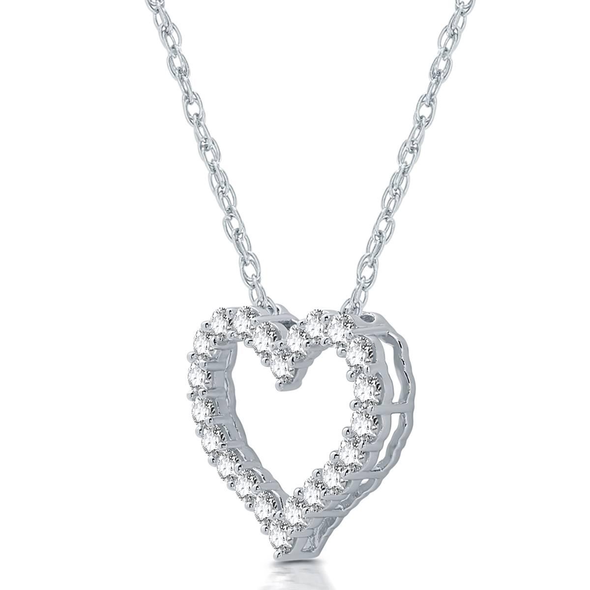 Nova Star® Sterling Silver 1ctw. Lab Grown Diamond Heart Pendant