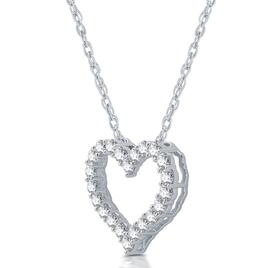 Nova Star® Sterling Silver 1ctw. Lab Grown Diamond Heart Pendant