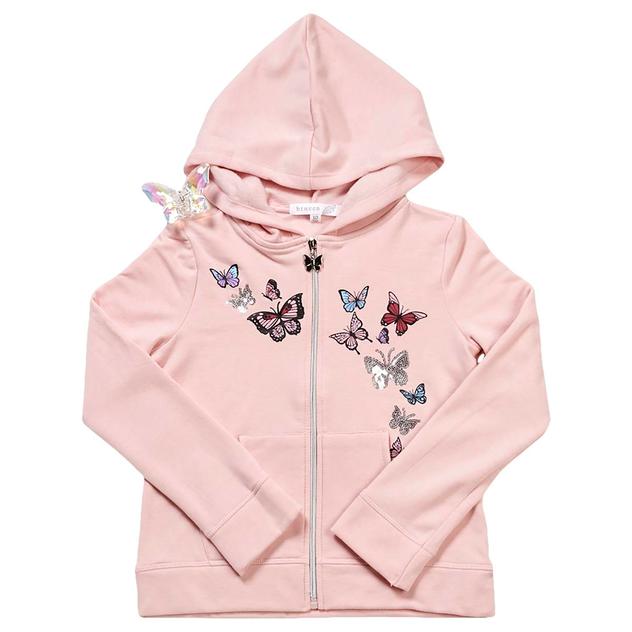 Girls (7-12) BTween® Butterfly Fleece Lined Full Zip Hoodie