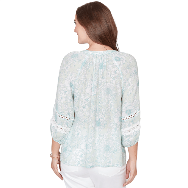 Petite Ruby Rd. Renaissance Romance 3/4 Sleeve Floral Blouse