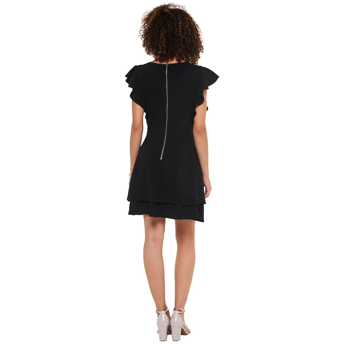 Juniors Crystal Doll Flutter Sleeve Double Tier Skater Dress
