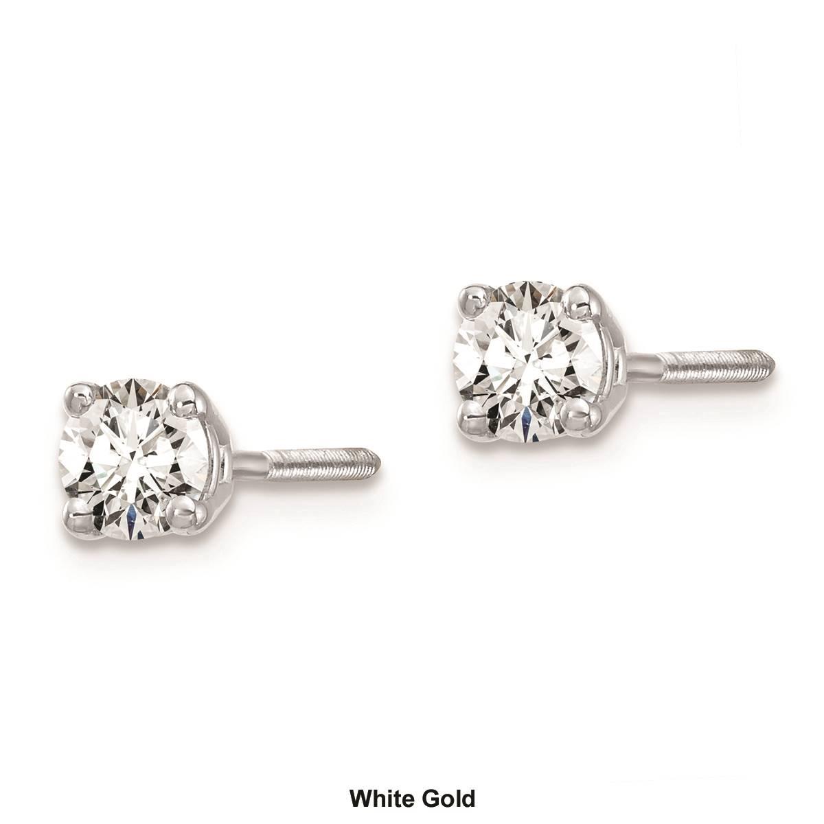 Pure Fire 14kt. Gold Diamond 4-Prong Screw-Back Stud Earrings