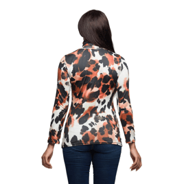 Womens 24/7 Comfort Apparel Animal Print Turtleneck Top