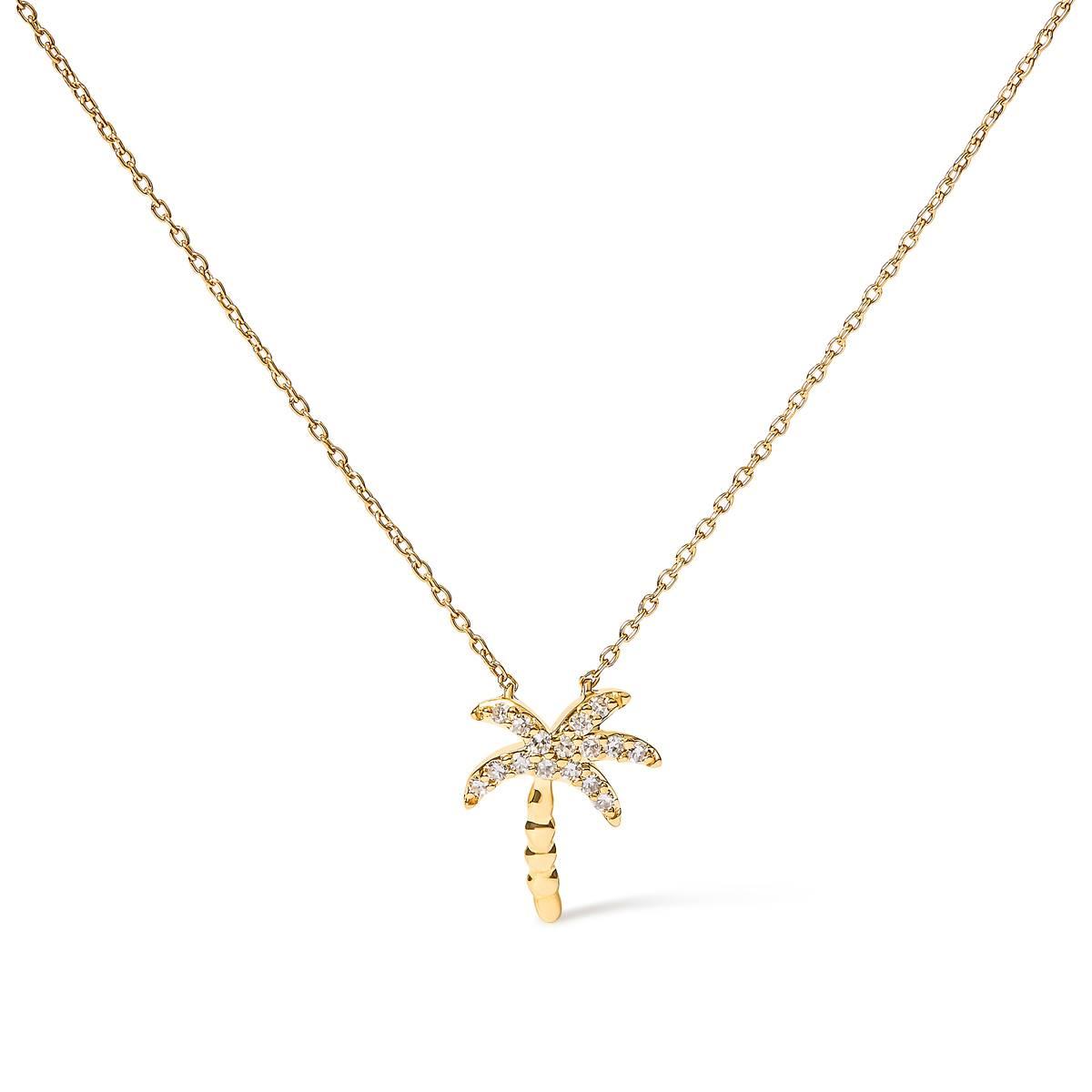 Haus of Brilliance 10kt. Gold 1/10ctw. Diamond Palm Tree Pendant
