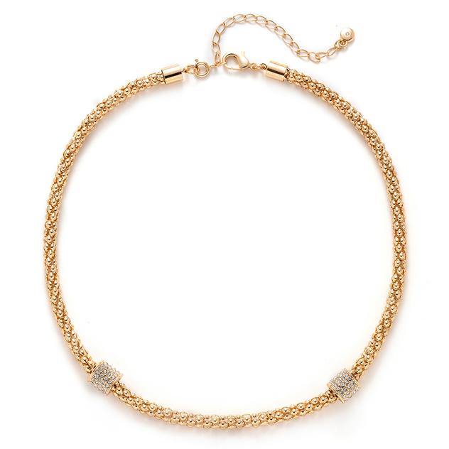 Wearable Art Gold-Tone Popcorn Chain Necklace with Beads