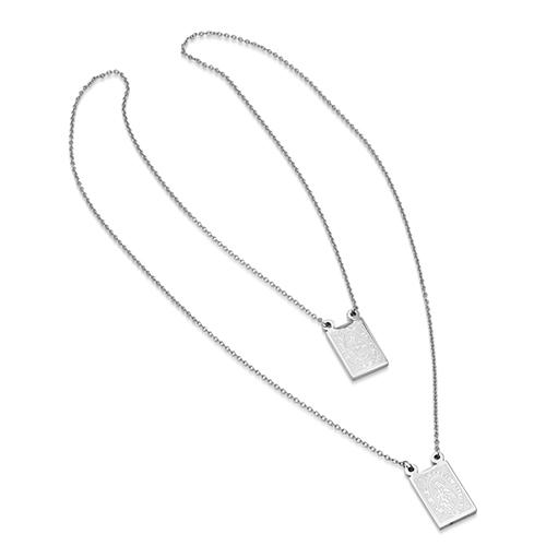 Mens Steeltime Steel Reversible Escapulario Necklace