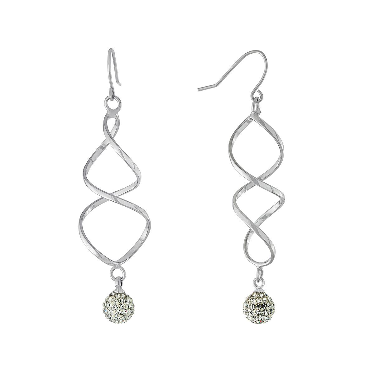 Athra Silver Plated Crystal Ball Spiral Earrings