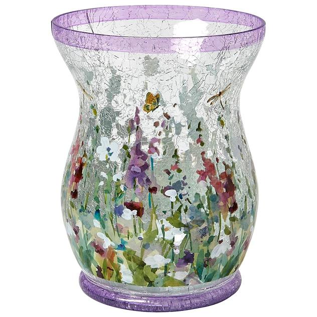 Transpac Purple Flower Crackle Hurricane
