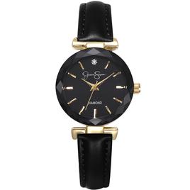 Womens Jessica Simpson Gold-Tone Faceted Bezel Watch - JSD0004GD