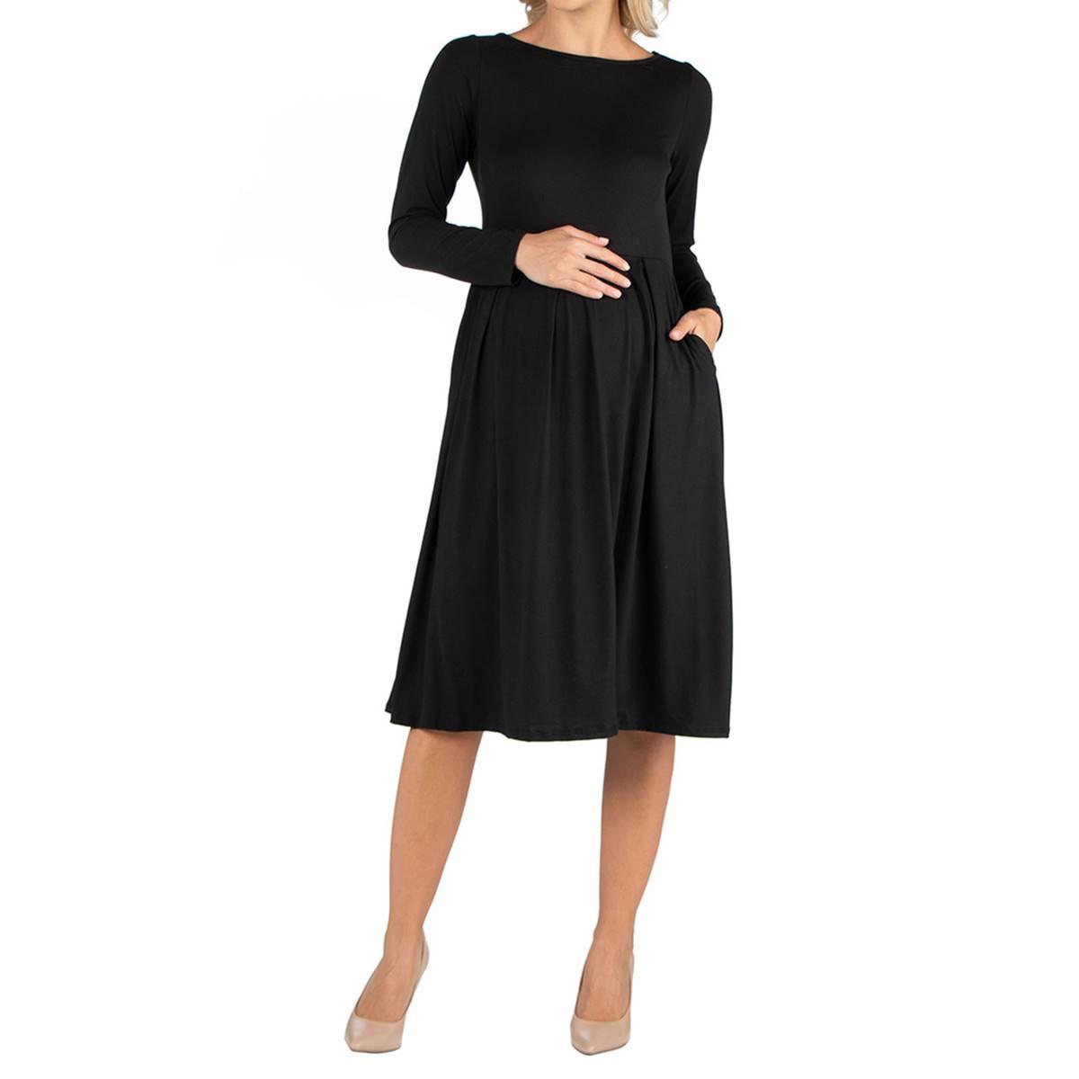 Womens 24/7 Comfort Apparel Fit and Flare Maternity Midi Dress