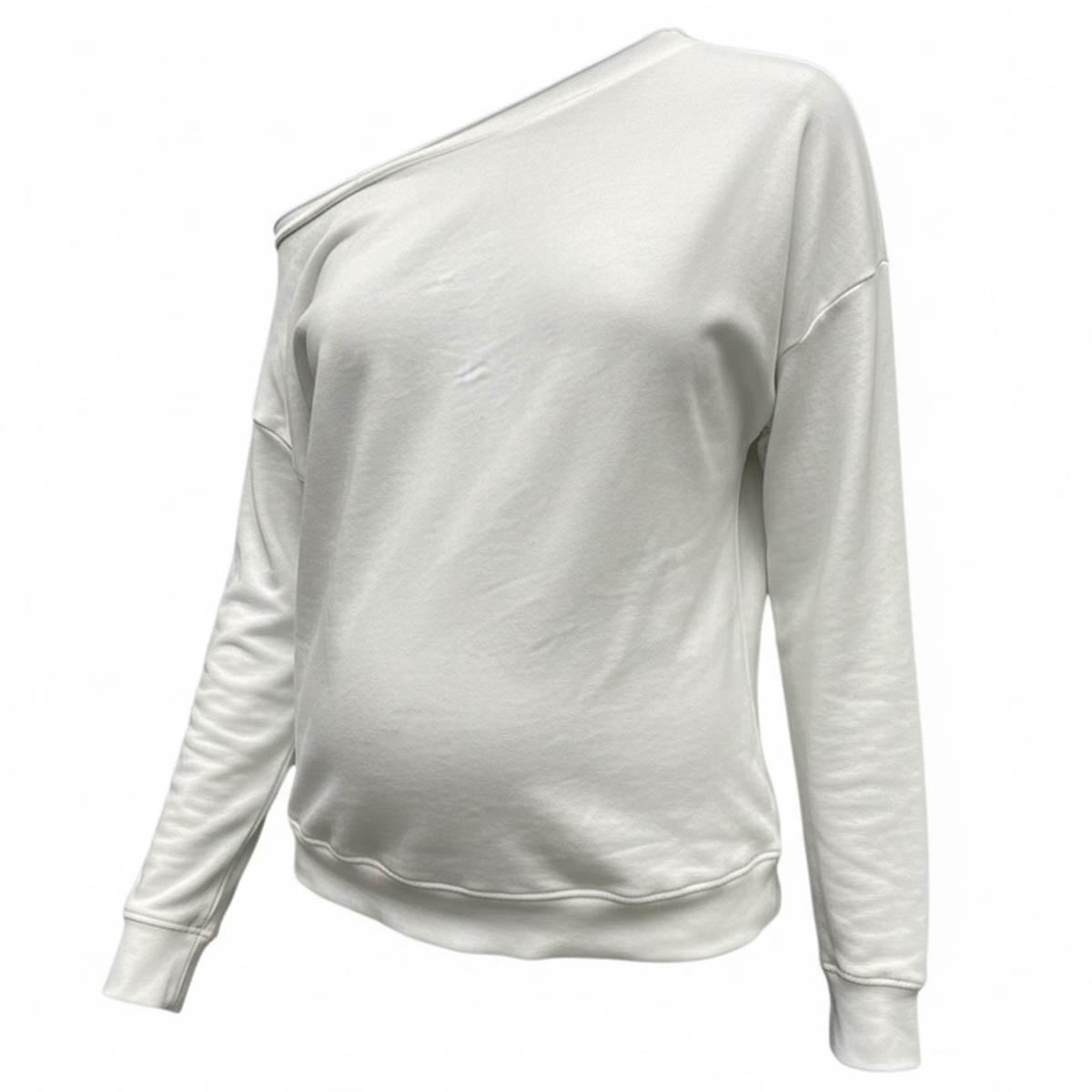 Womens Maternity Times Two Off the Shoulder Solid Sweatshirt