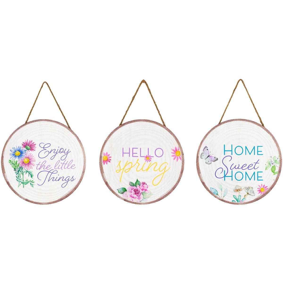 Northlight Seasonal Spring Floral Hanging Wall Signs - Set of 3