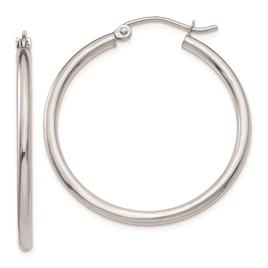 Gold Classics(tm) 10kt. White Gold Polished 26mm Tube Hoop Earrings