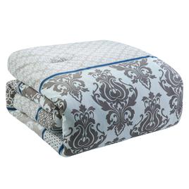 VCNY Home Beckham Blue Damask Queen Bed-in-a-Bag Comforter Set