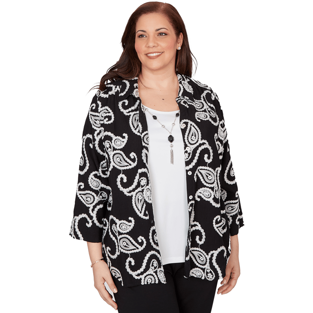 Plus Size Alfred Dunner Crowd Pleaser Paisley Two in One Blouse