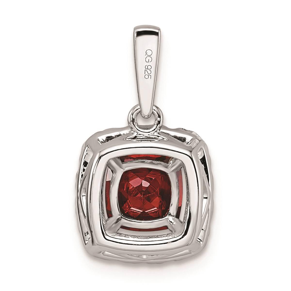 Pure Fire 14kt White Gold Lab Grown Diamond & Garnet Halo Pendant