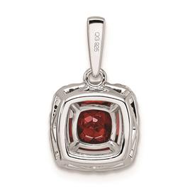 Pure Fire 14kt White Gold Lab Grown Diamond & Garnet Halo Pendant
