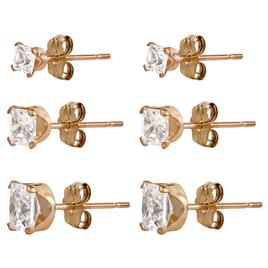 10kt. Yellow Gold Princess Cut Cubic Zirconia Stud Earrings Set