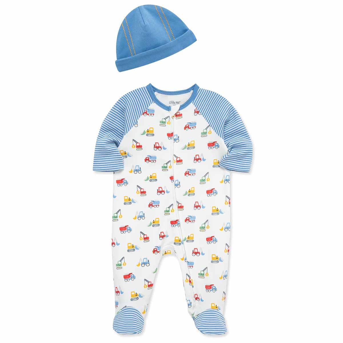 Baby Boy (NB-9M) Little Me(R) Construction Truck Footie & Hat Set