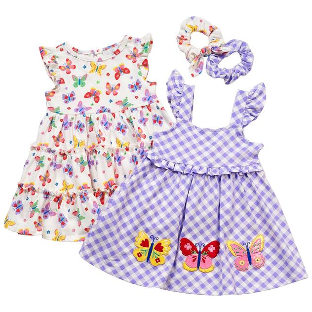 Toddler Girl Rare Editions 2pk. Butterfly/Check Dresses
