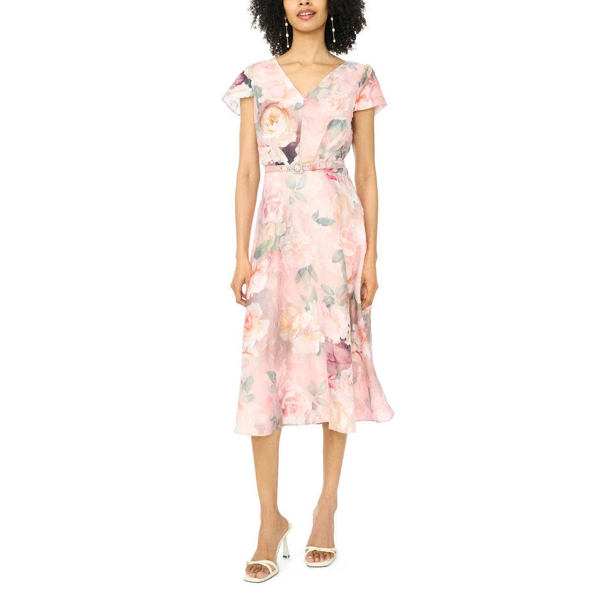 Womens MSK Flutter Slv Floral Print Midi