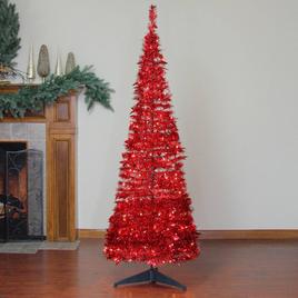 Northlight 6ft. Pre-Lit Red Tinsel Pop-Up Christmas Tree