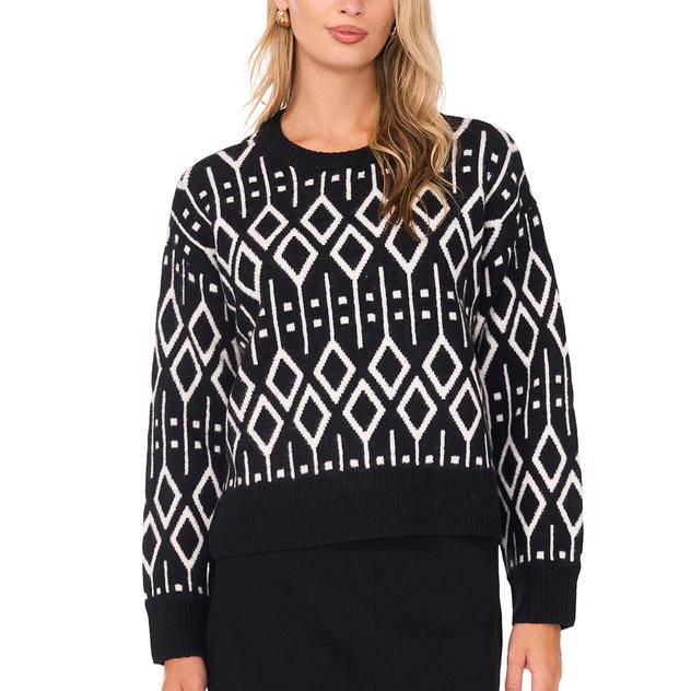 Womens Vince Camuto Long Sleeve Diamond Ski Sweater
