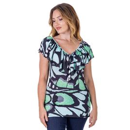 Womens 24/7 Comfort Apparel Butterfly Ruffle V-Neck Blouse