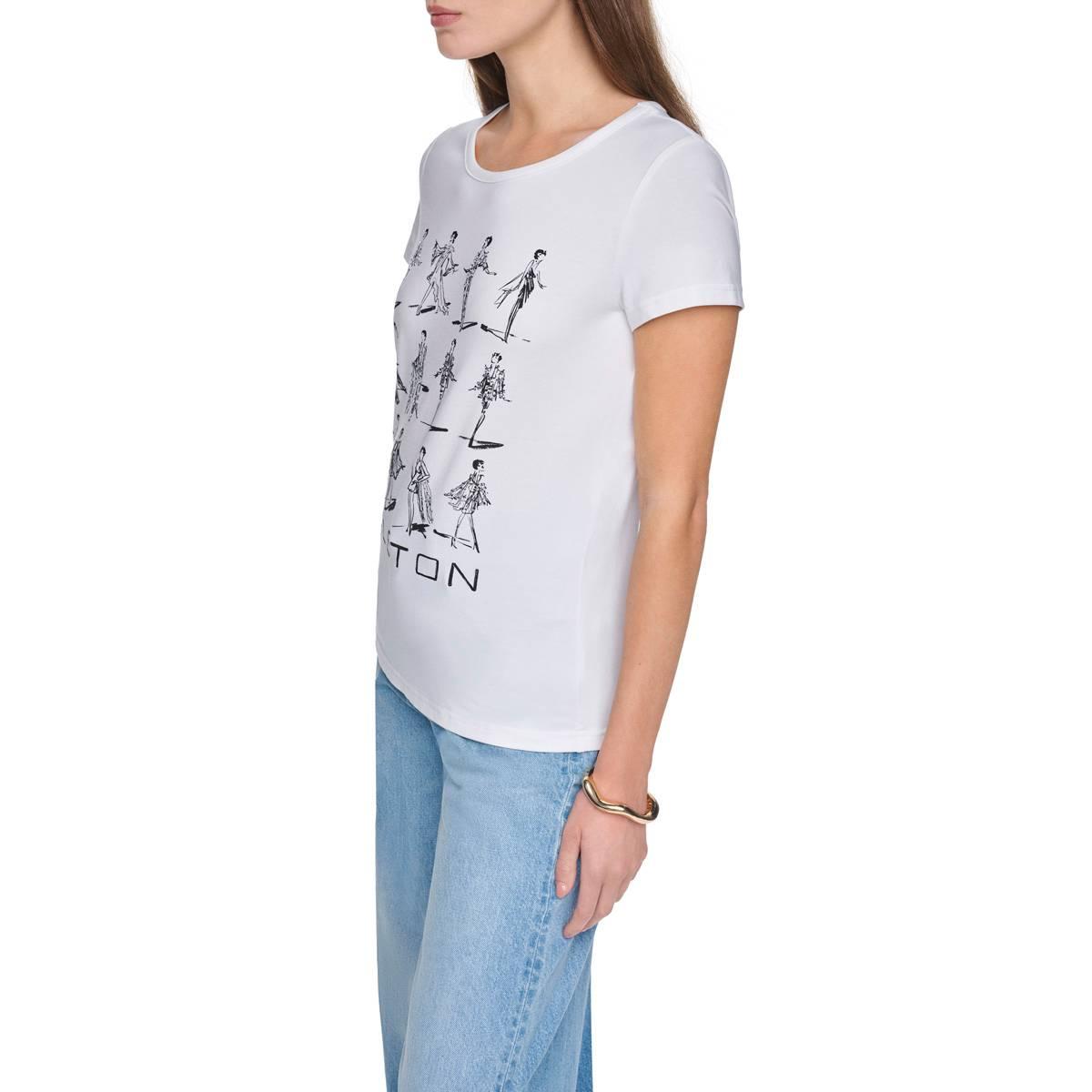 Womens Halston Short Sleeve Liza Minelli Sketch Graphic Tee