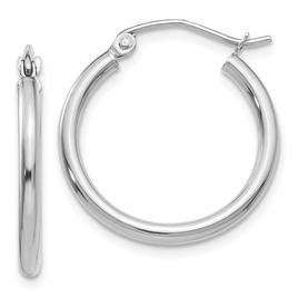 Gold Classics(tm) 14kt. White Gold 2mm Tube Hoop Earrings