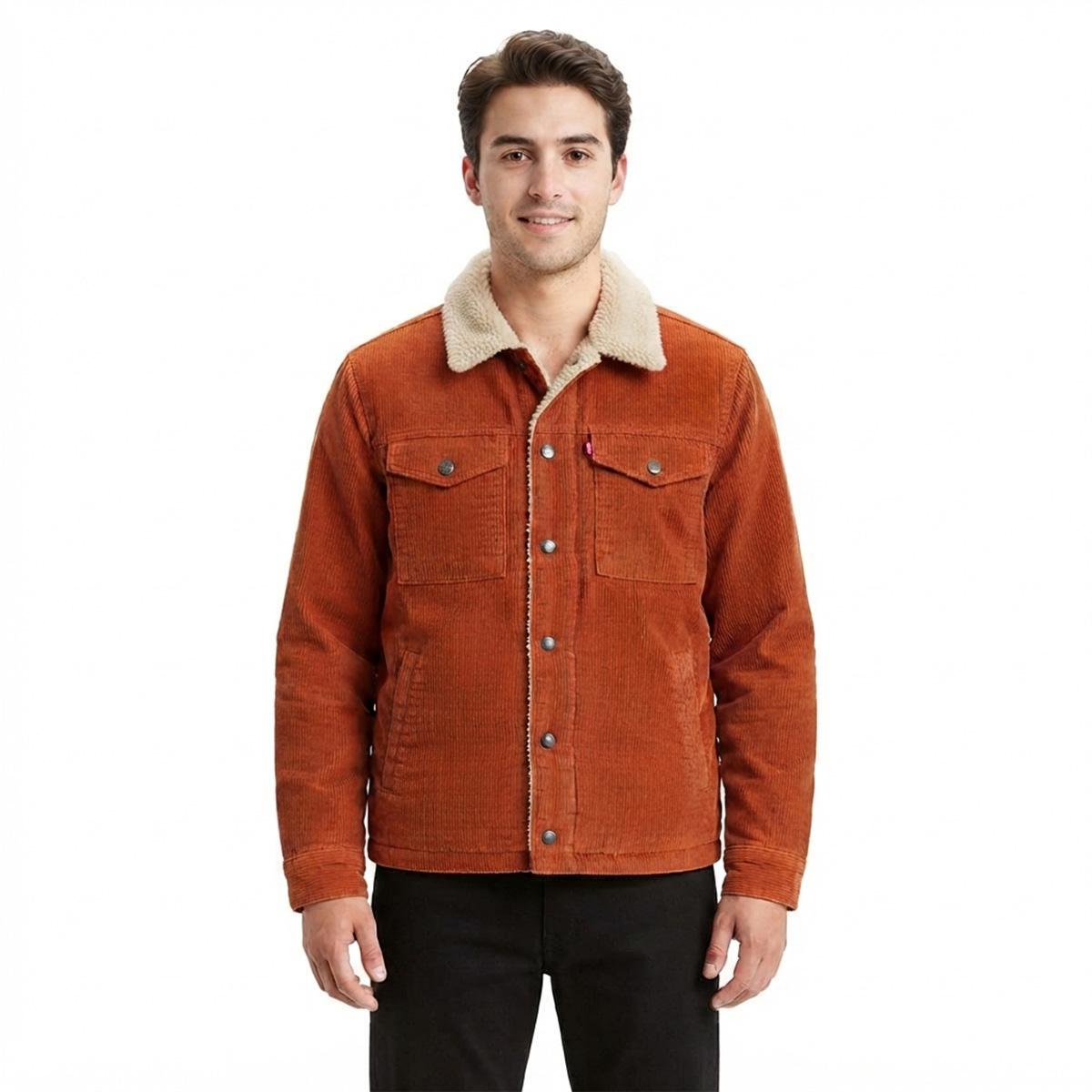 Mens Levi''s(R) Corduroy Trucker Coat with Sherpa Lining