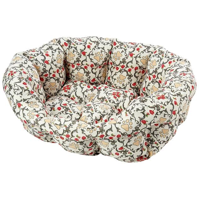 Pooch Pen Floral Scroll Paw Print Cuddler Pet Bed