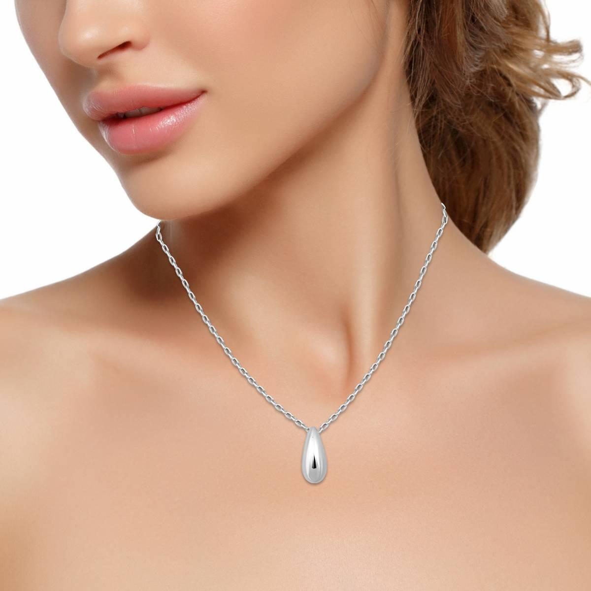 Designs by FMC Sterling Silver Sculpted Teardrop Slide Necklace