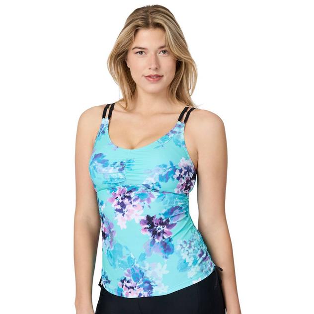 Womens Free Country Floral Zephyr Shirred Tankini Swim Top