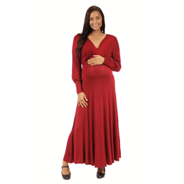 Womens 24/7 Comfort Apparel Long Sleeve V-Neck Maternity Maxi