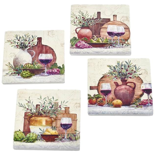 4pk. Rustic Wine Square Coaster Set