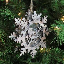 Northlight Seasonal 6in. Wooden Snowflake with Bird Ornament